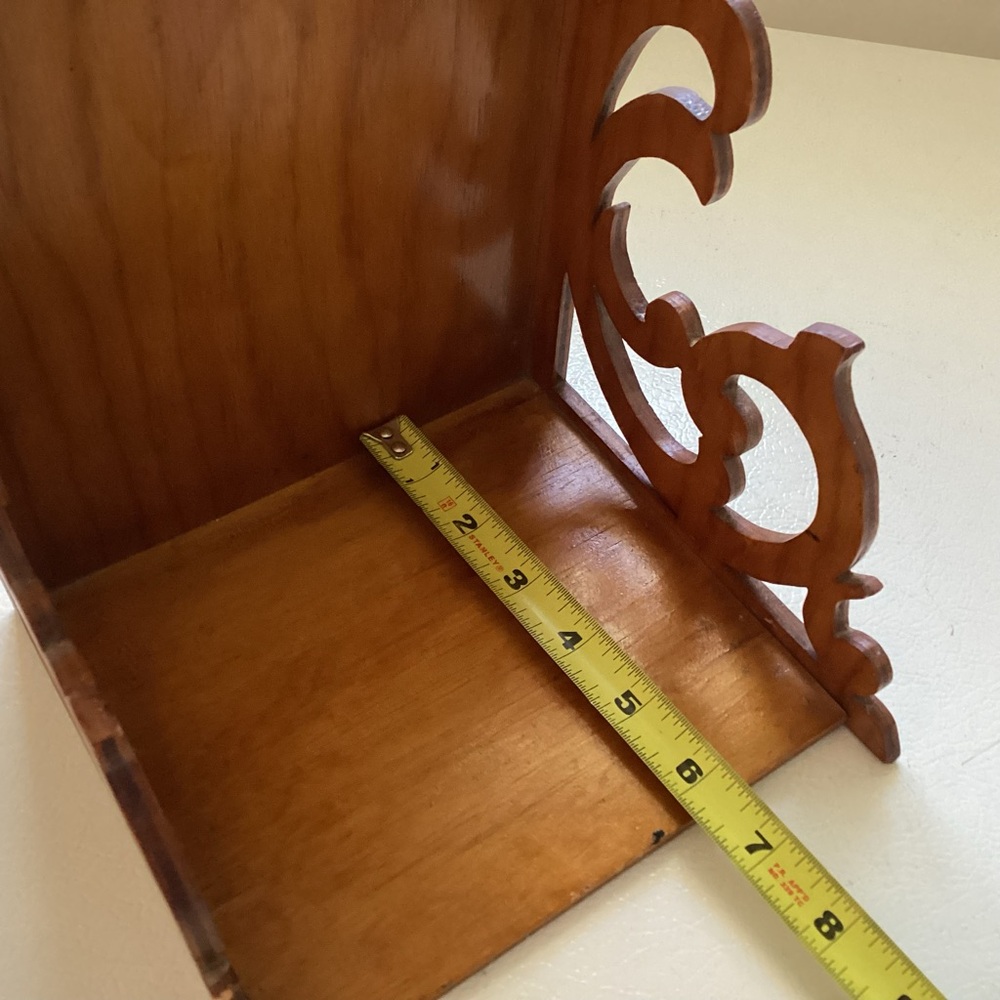 Elegant Vintage Brown Wooden Wall Shelf - Picture 8 of 11